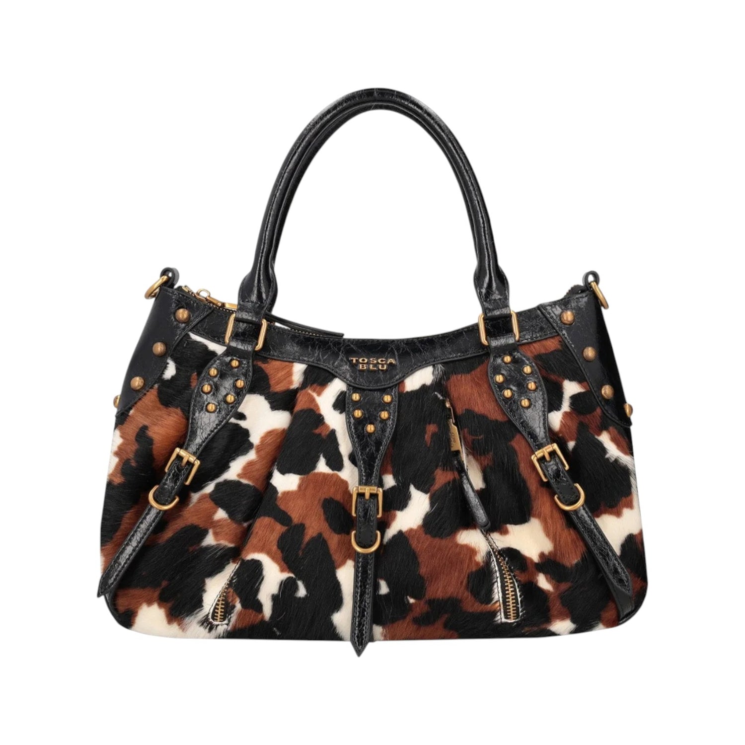 Tosca Blu Borsa a Spalla Donna Nera Shirley con Stampa Animalier