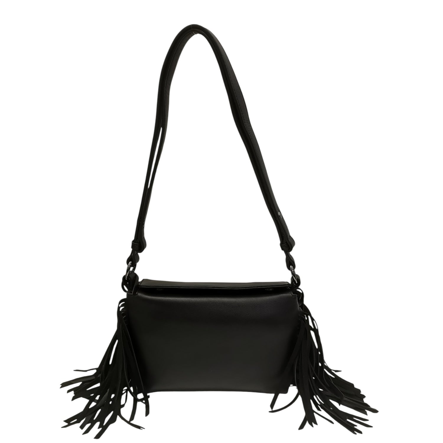 Tosca Blu Borsa a Tracolla Donna in Pelle Nera con Frange