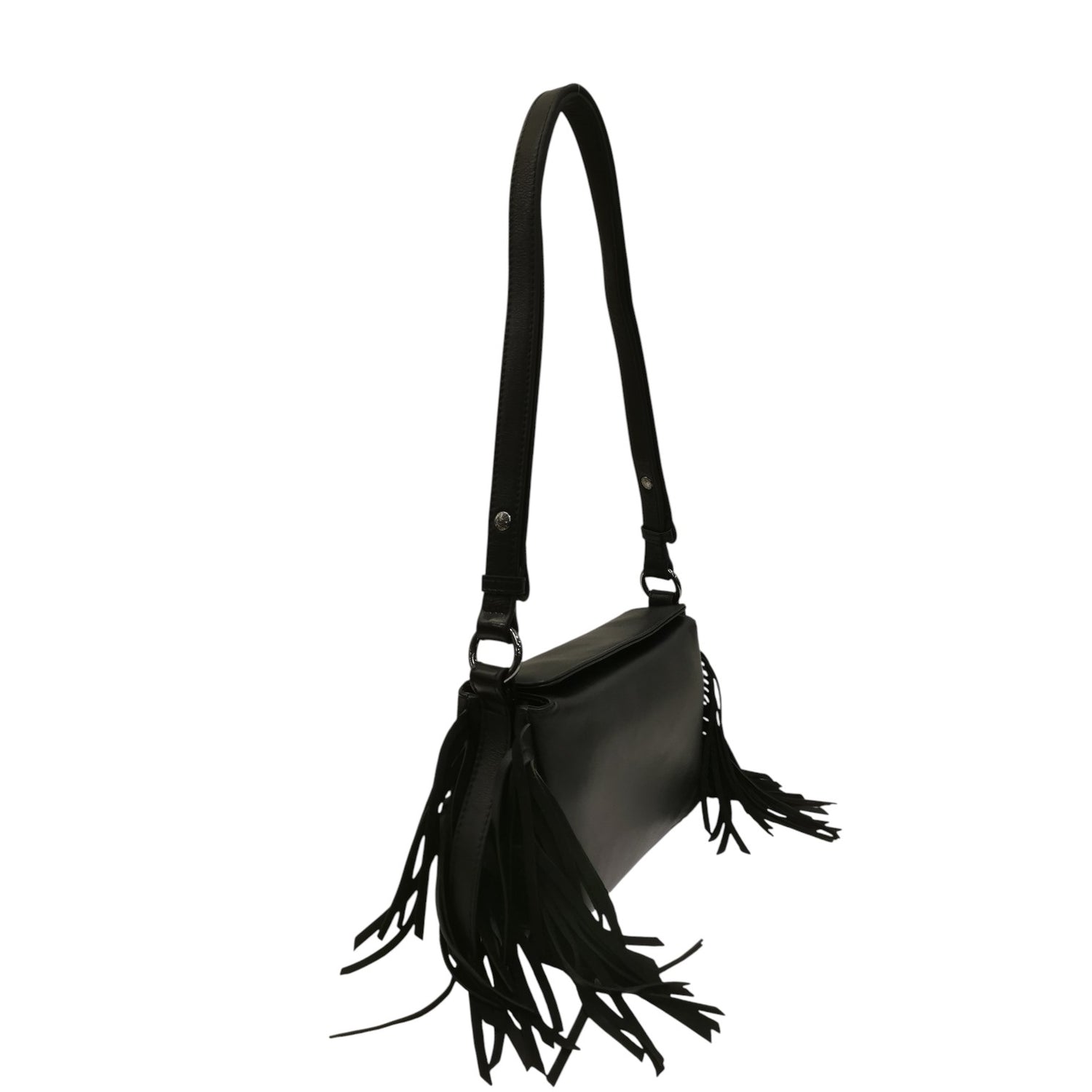 Tosca Blu Borsa a Tracolla Donna in Pelle Nera con Frange