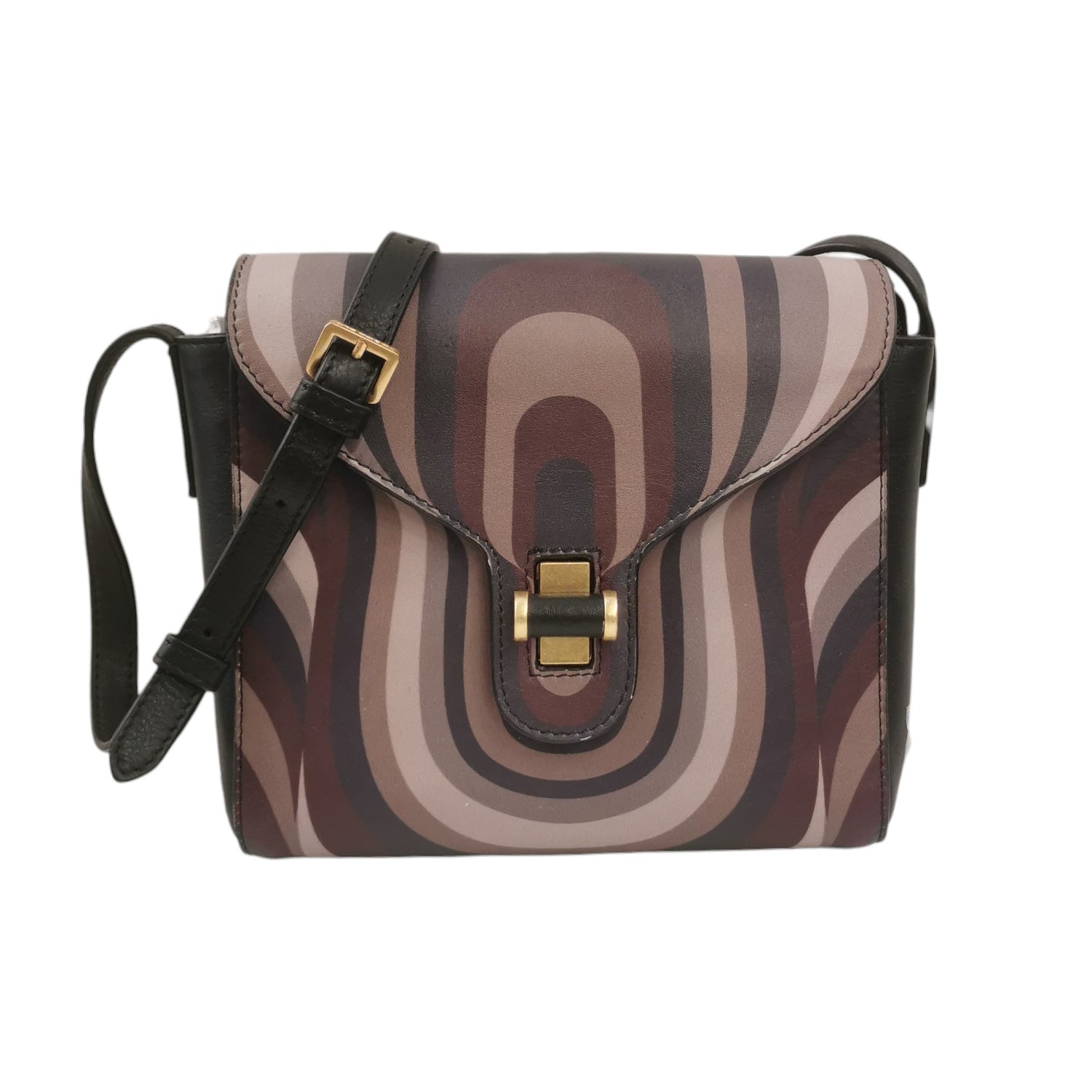 Tosca Blu Borsa a Tracolla Linea Grace Donna in Pelle Fango con Stampa Geometrica