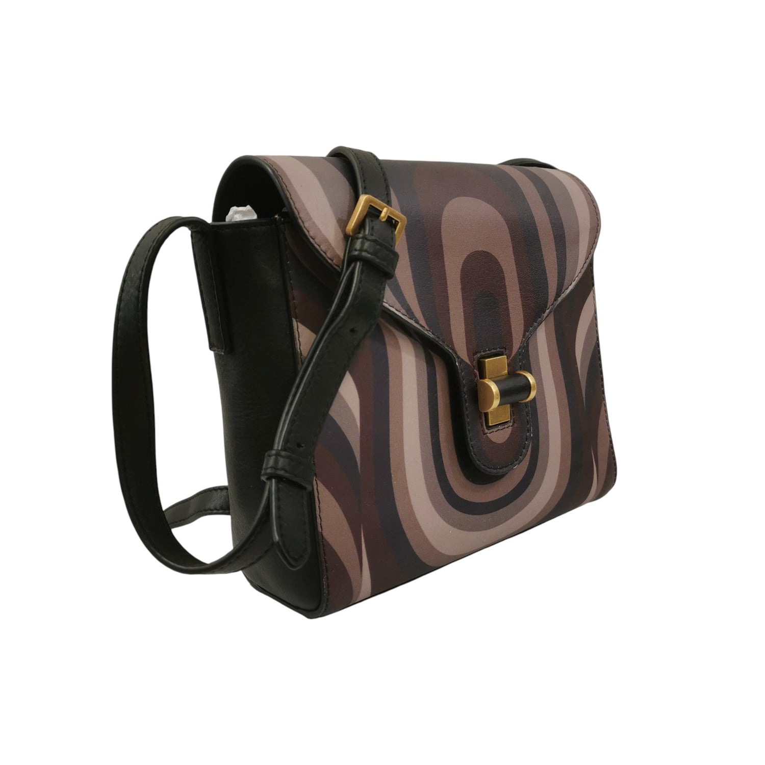 Tosca Blu Borsa a Tracolla Linea Grace Donna in Pelle Fango con Stampa Geometrica