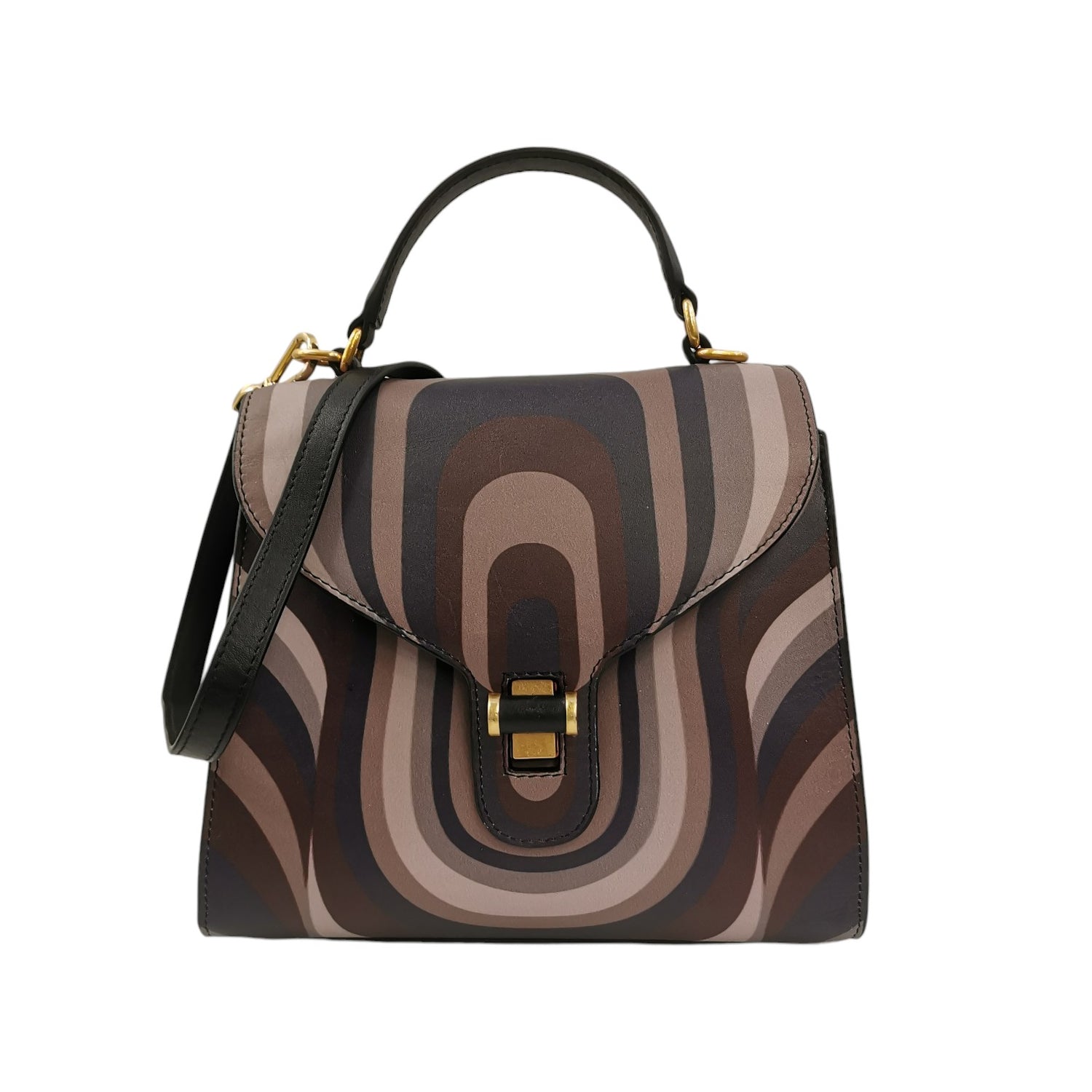 Tosca Blu Borsa a Mano Linea Grace Donna in Pelle Fango con Stampa Geometrica