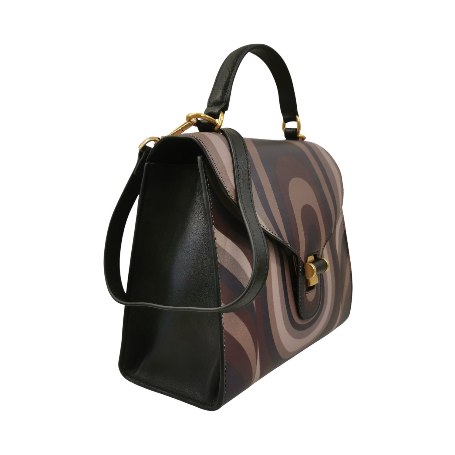 Tosca Blu Borsa a Mano Linea Grace Donna in Pelle Fango con Stampa Geometrica
