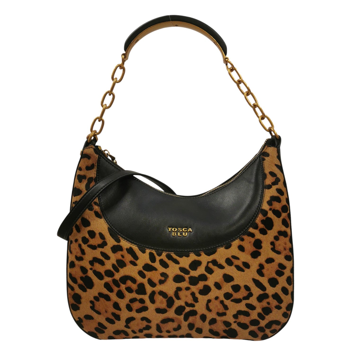 Tosca Blu Borsa a Spalla Linea Madison Donna in Pelle Nera Animalier