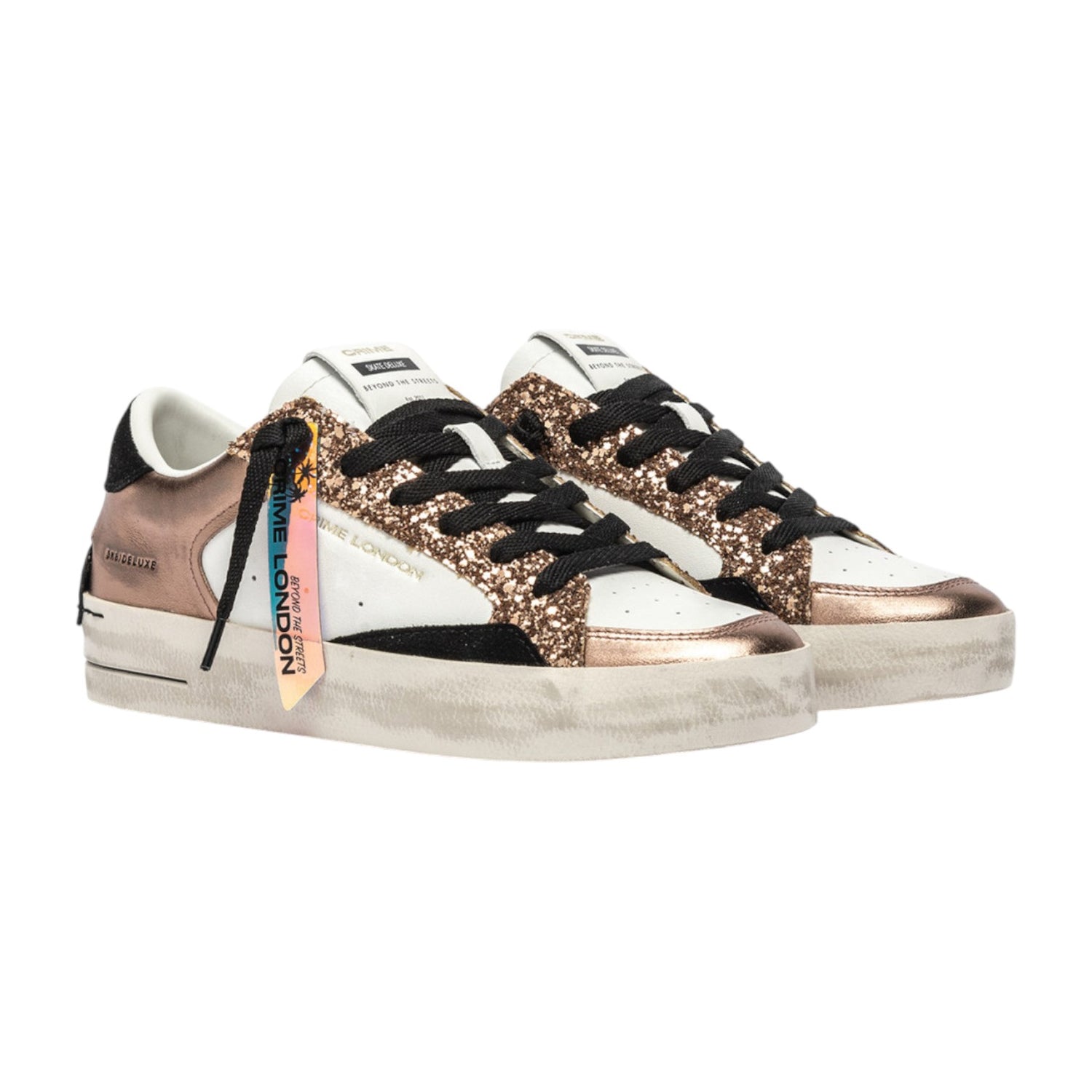 Crime London Sneakers Donna in Pelle Bronzo Sk8 Deluxe Ambre Glam