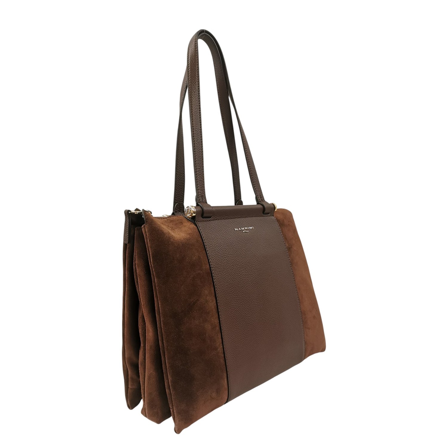 Nannini Firenze Borsa a Spalla Febe Donna in Pelle e Camoscio Cuoio