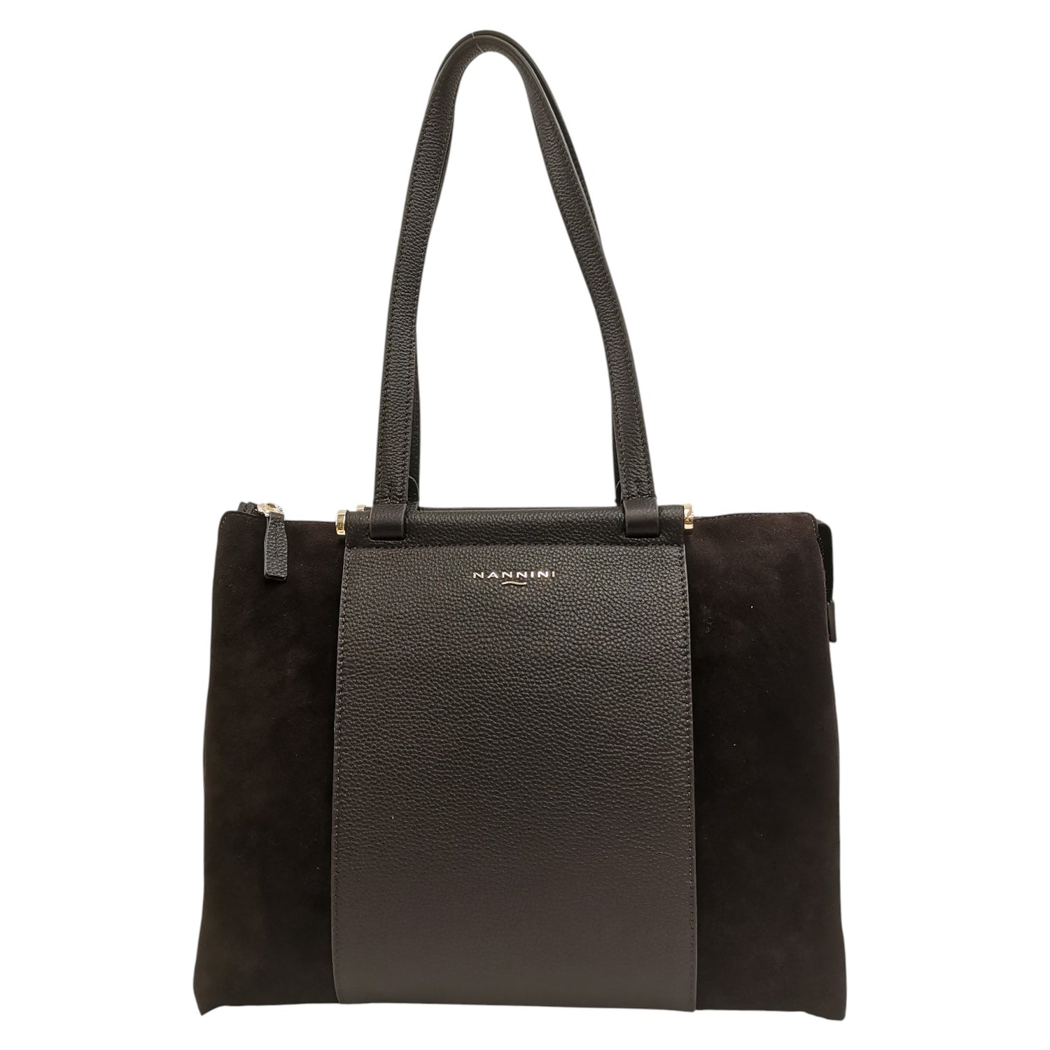 Nannini Firenze Borsa a Spalla Febe Donna in Pelle e Camoscio Sigaro