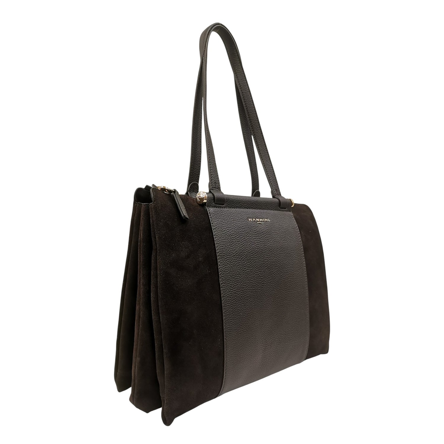 Nannini Firenze Borsa a Spalla Febe Donna in Pelle e Camoscio Sigaro