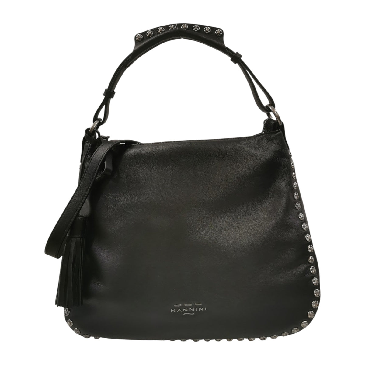 Nannini Firenze Borsa a Spalla Irma Donna in Pelle Nera con Borchie