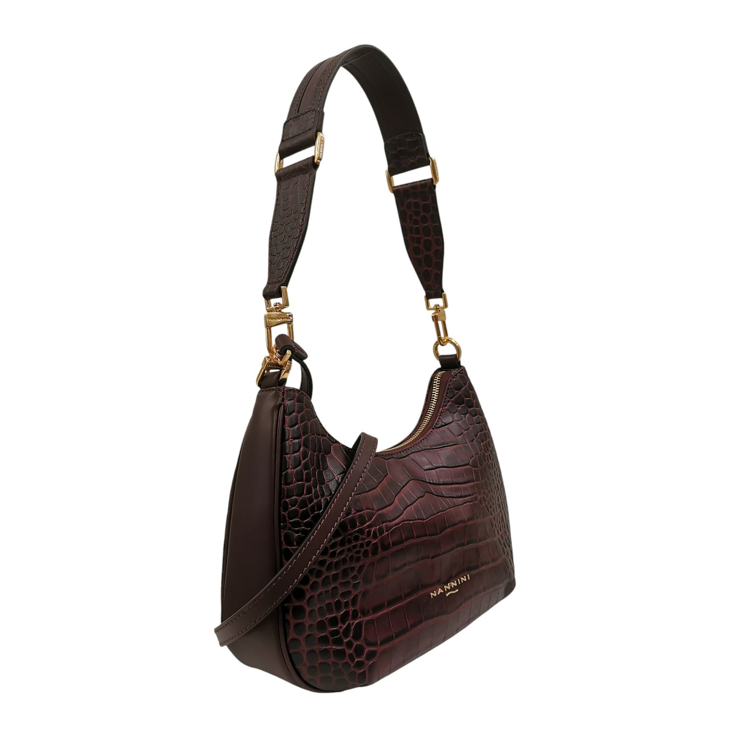 Nannini Firenze Borsa a Spalla Nunzia Donna in Pelle Cocco Bordeaux