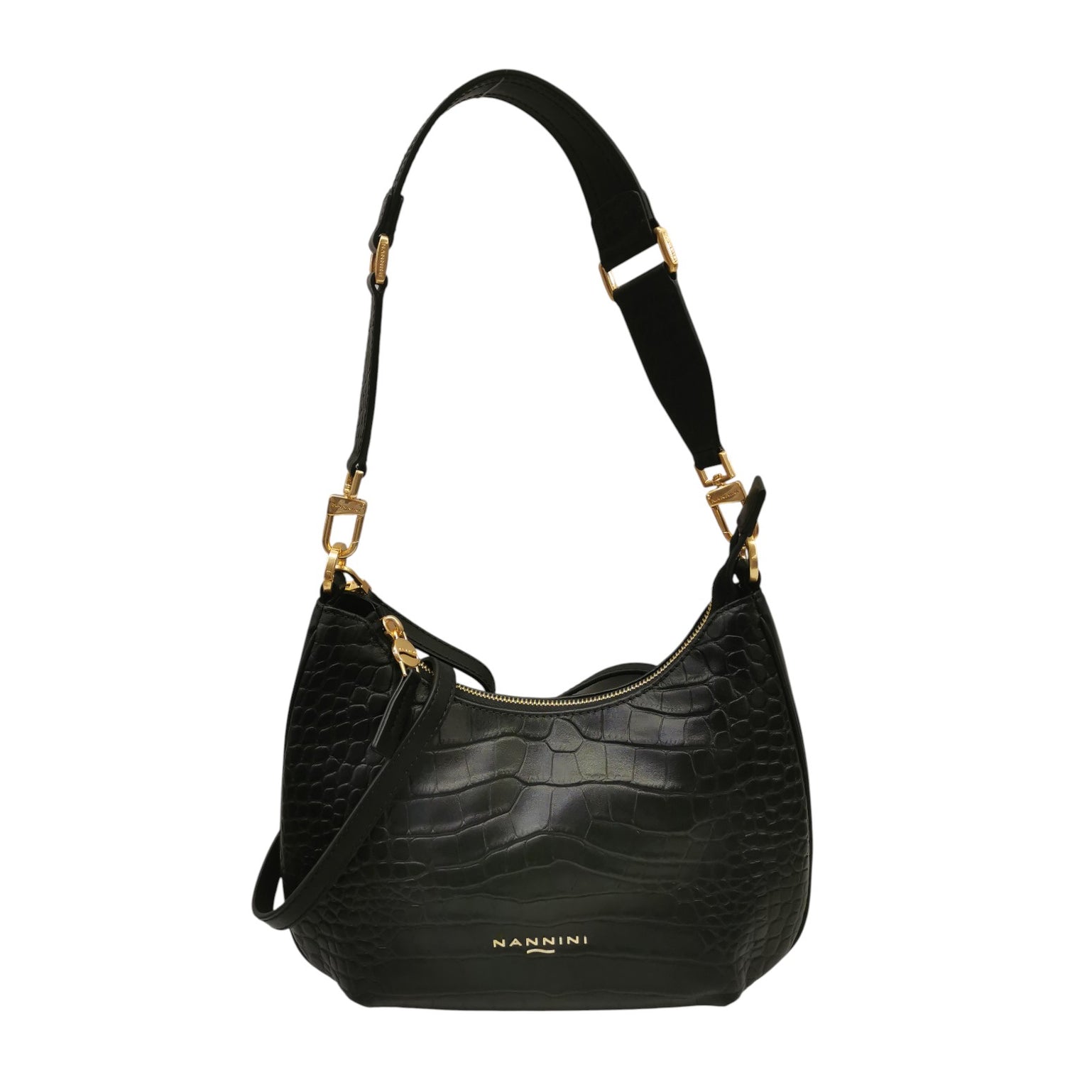 Nannini Firenze Borsa a Spalla Nunzia Donna in Pelle Cocco Nera