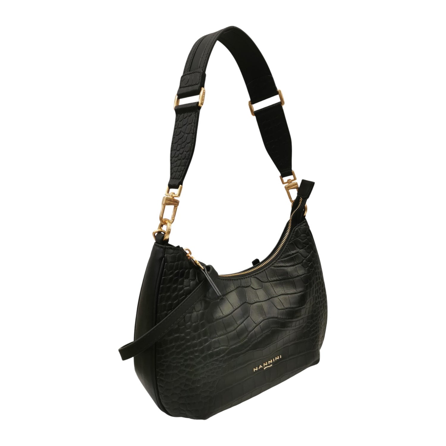 Nannini Firenze Borsa a Spalla Nunzia Donna in Pelle Cocco Nera