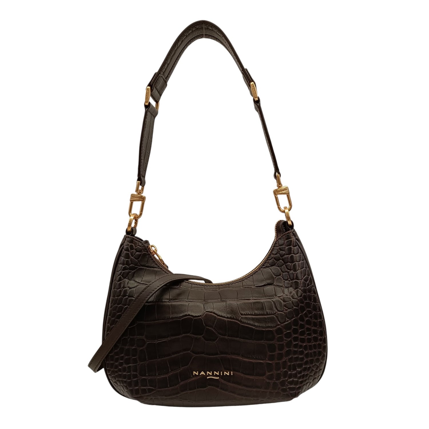 Nannini Firenze Borsa a Spalla Nunzia Donna in Pelle Cocco Sigaro