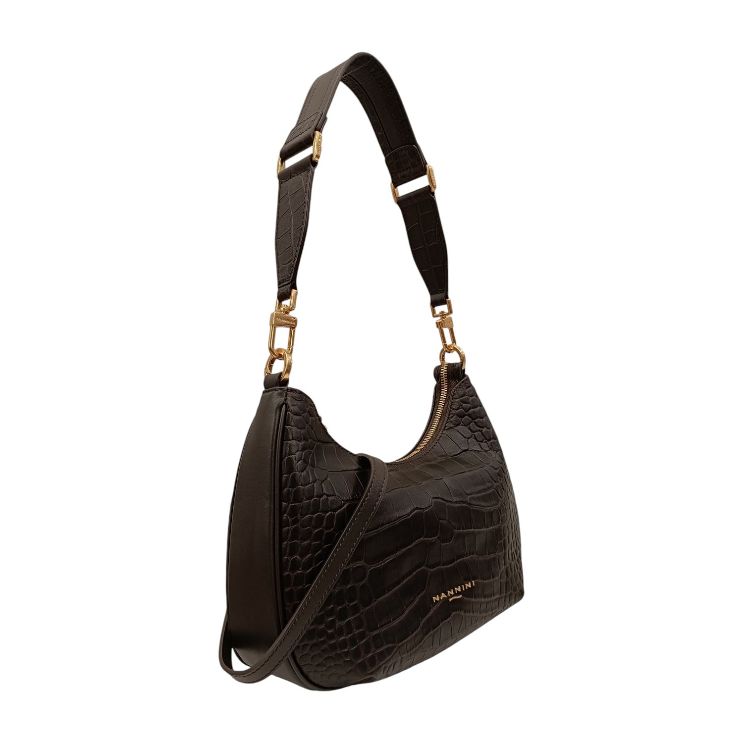 Nannini Firenze Borsa a Spalla Nunzia Donna in Pelle Cocco Sigaro