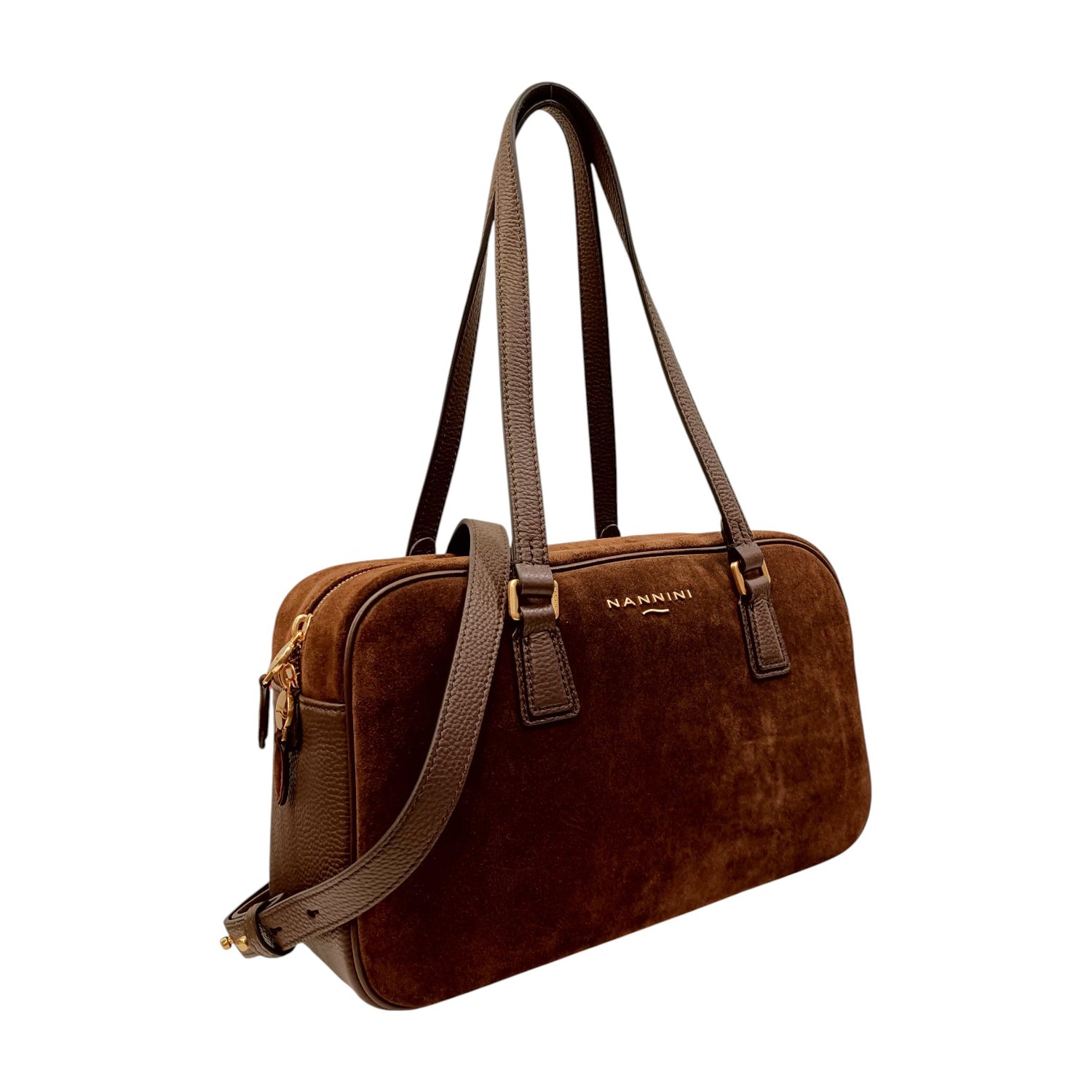 Nannini Firenze Borsa a Spalla Micol Donna in Pelle e Camoscio Cuoio con Tracolla