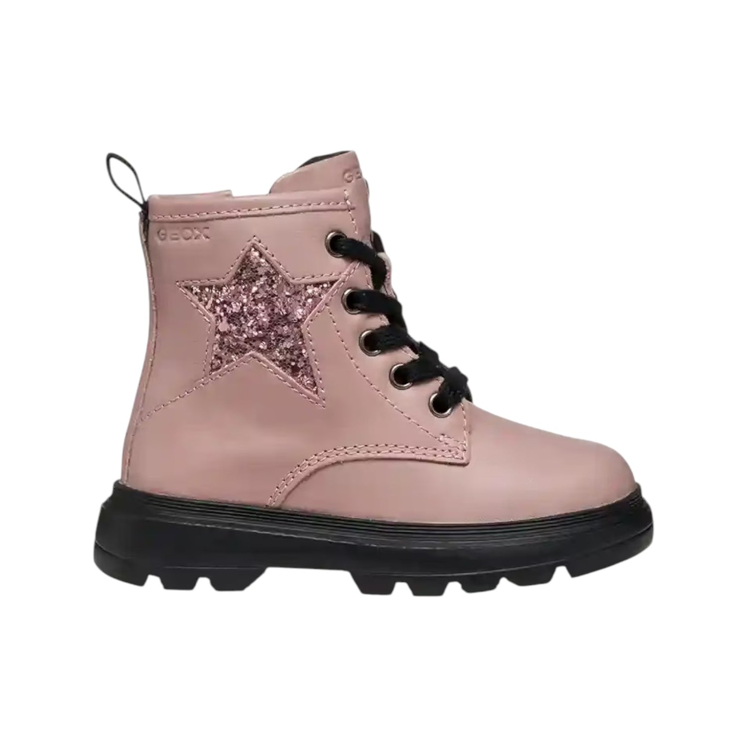 Geox Anfibio Bambina in Pelle Rosa con Stella Glitterata Numero - 21/22/23