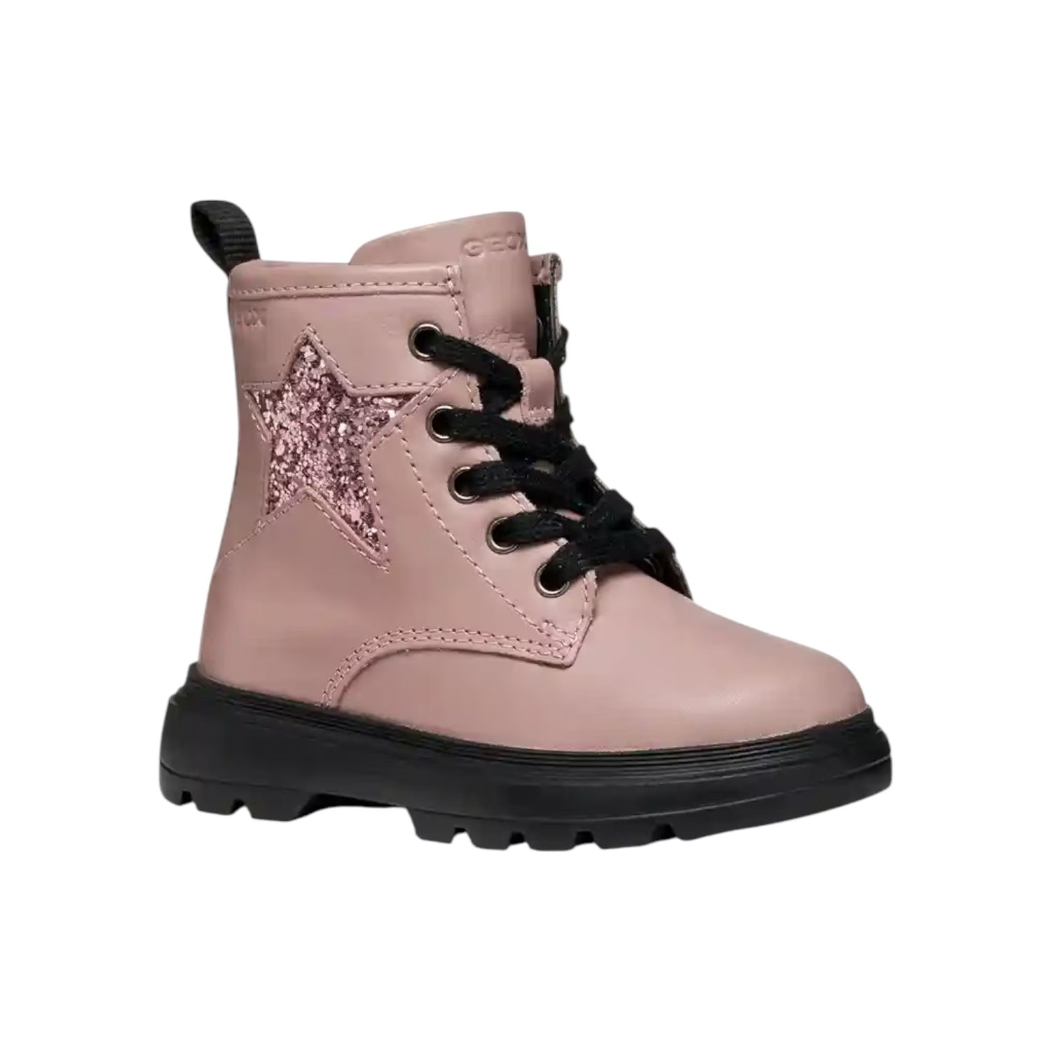 Geox Anfibio Bambina in Pelle Rosa con Stella Glitterata Numero - 21/22/23