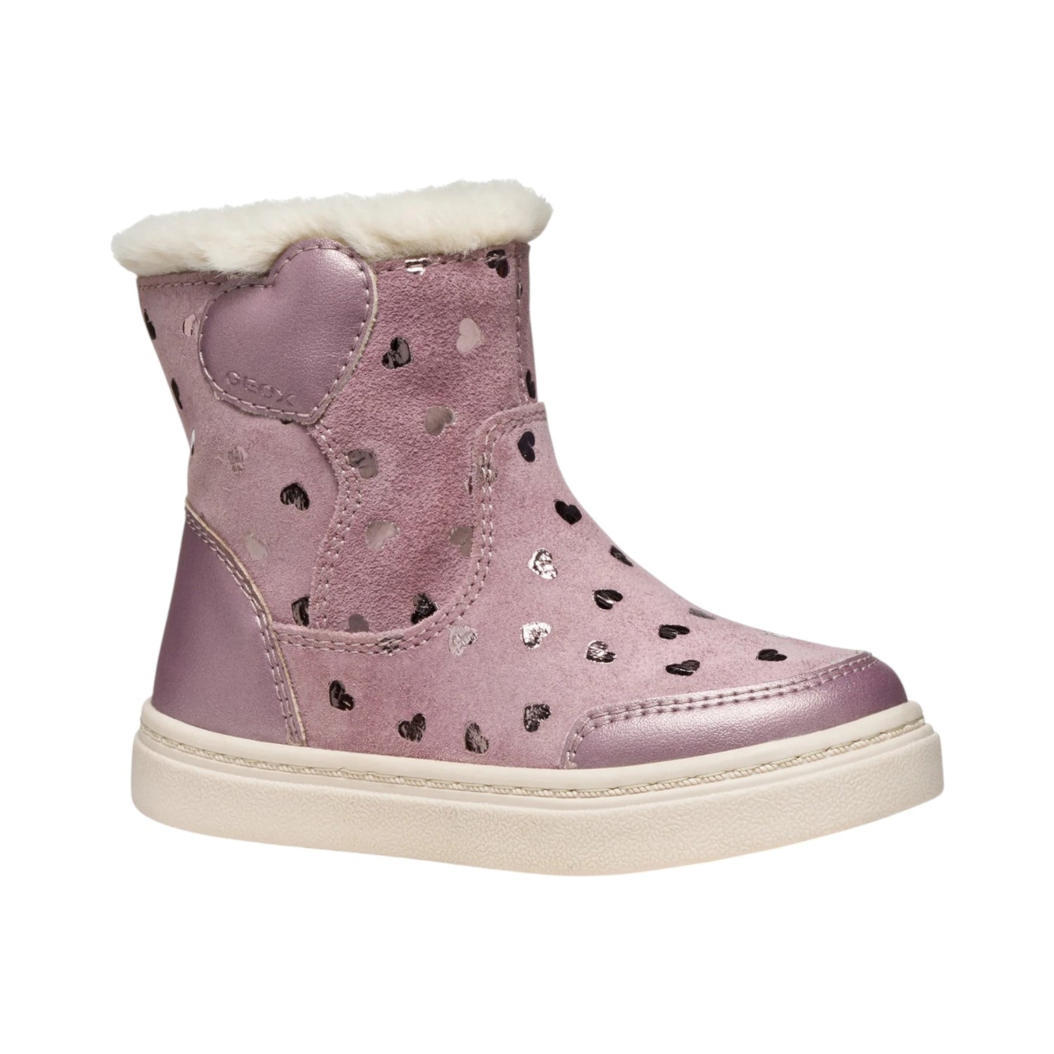 Geox Stivaletto Bambina in Camoscio Rosa con Cuoricini Numero - 24/25/26/27
