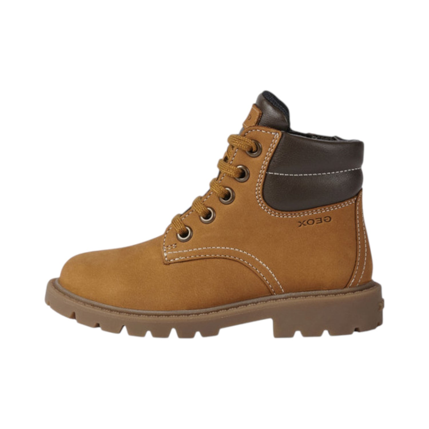 Geox Polacchino Stringato Bambino in Nabuck Ocra Numero - 26/27