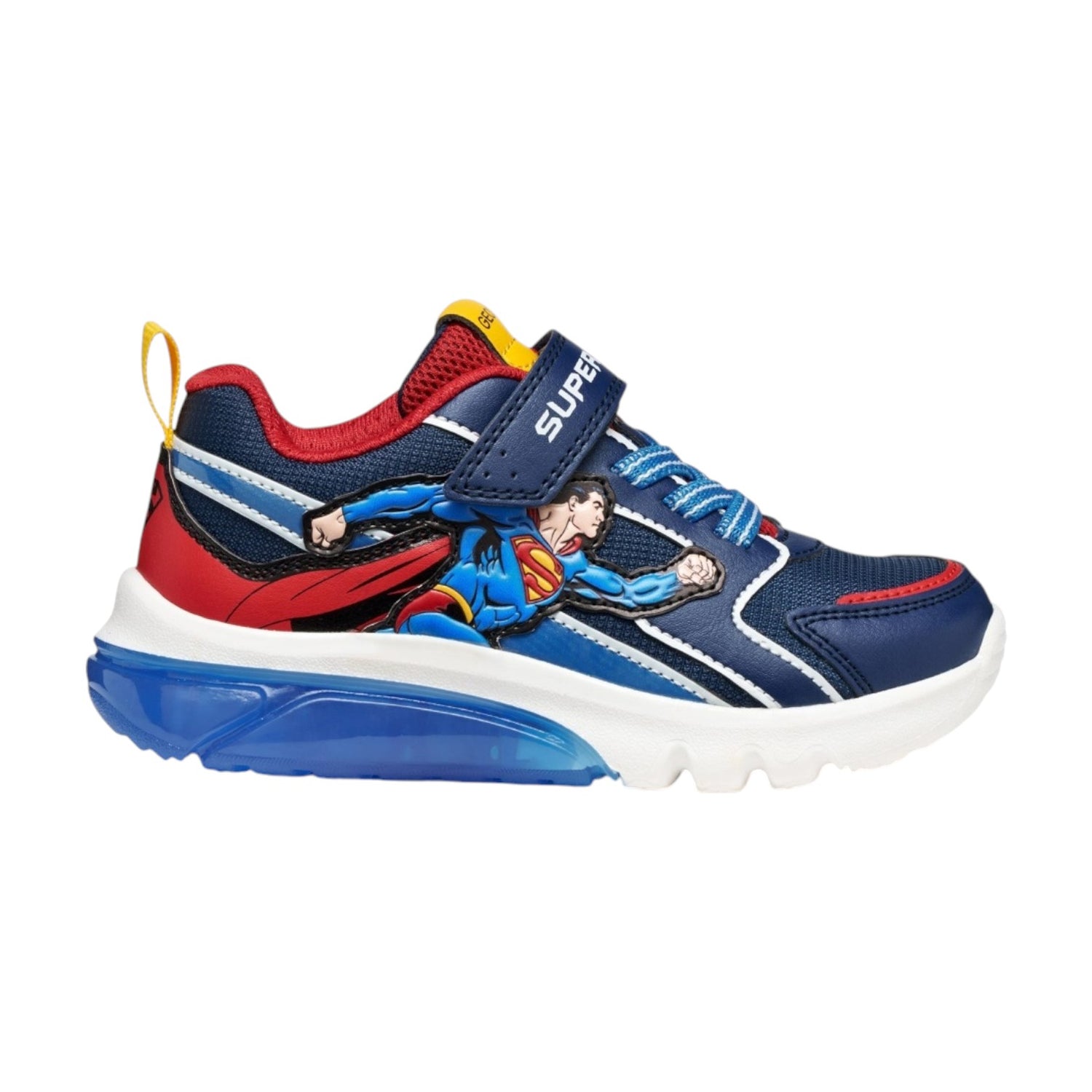 Geox Sneakers Bambino Blu Superman con Strappo e Luci Numero - 24/25/26/27