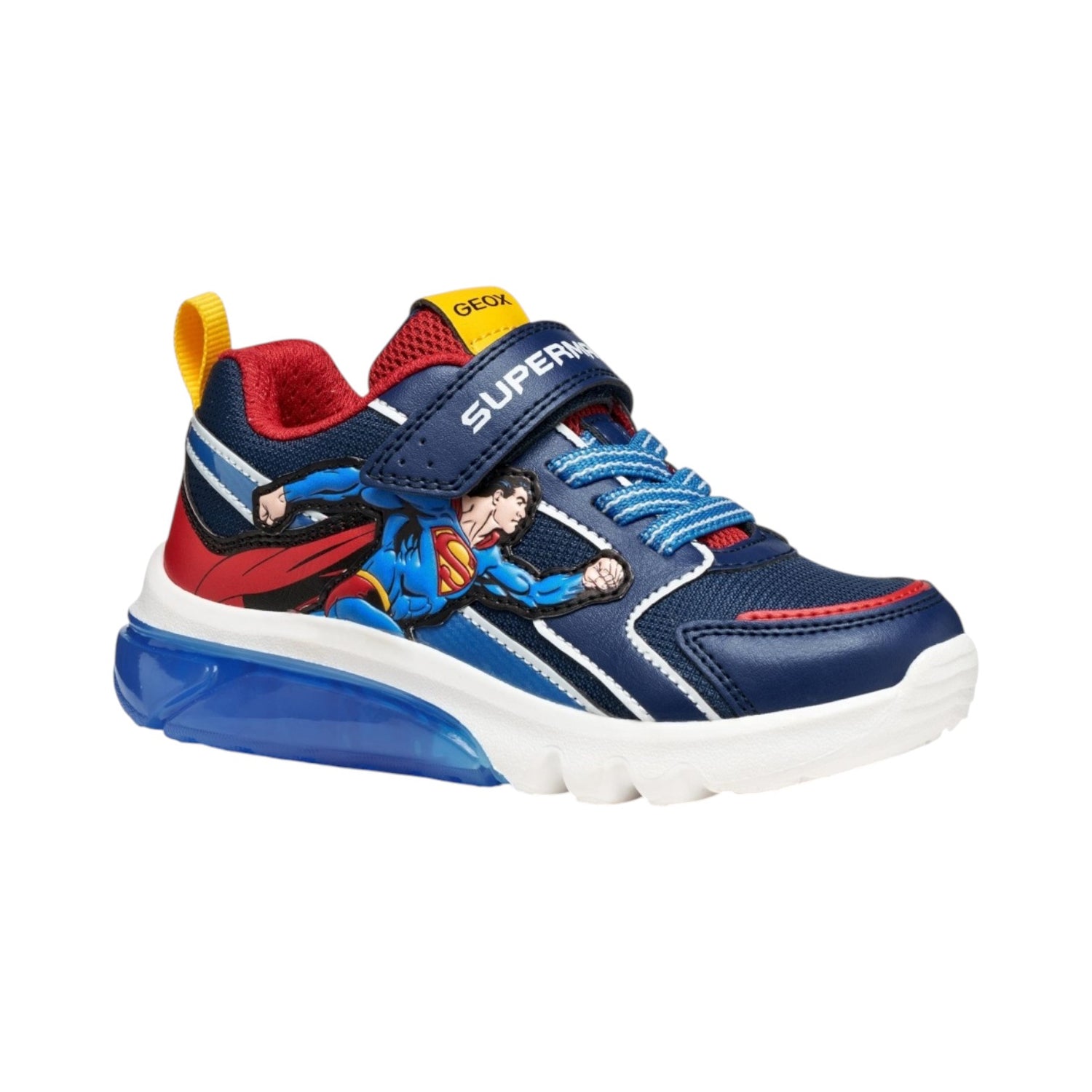Geox Sneakers Bambino Blu Superman con Strappo e Luci Numero - 24/25/26/27