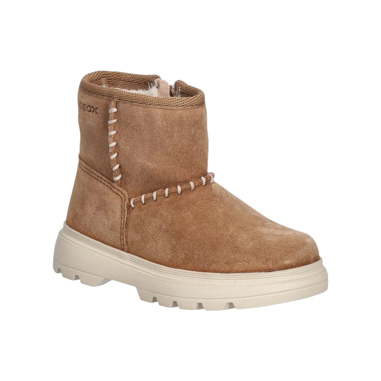 Geox Stivaletto Bambina in Camoscio Cammello con Pelliccia
