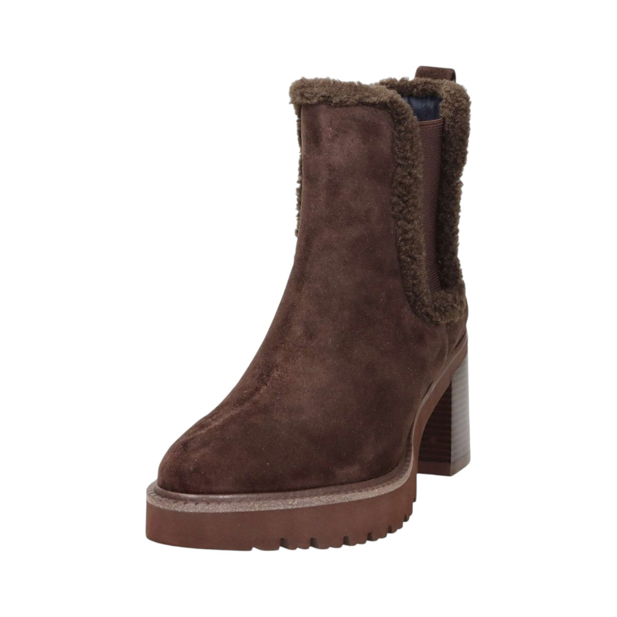 Callaghan Tronchetto Donna in Camoscio Moro con Pelliccia e Tacco Largo Alto 80mm