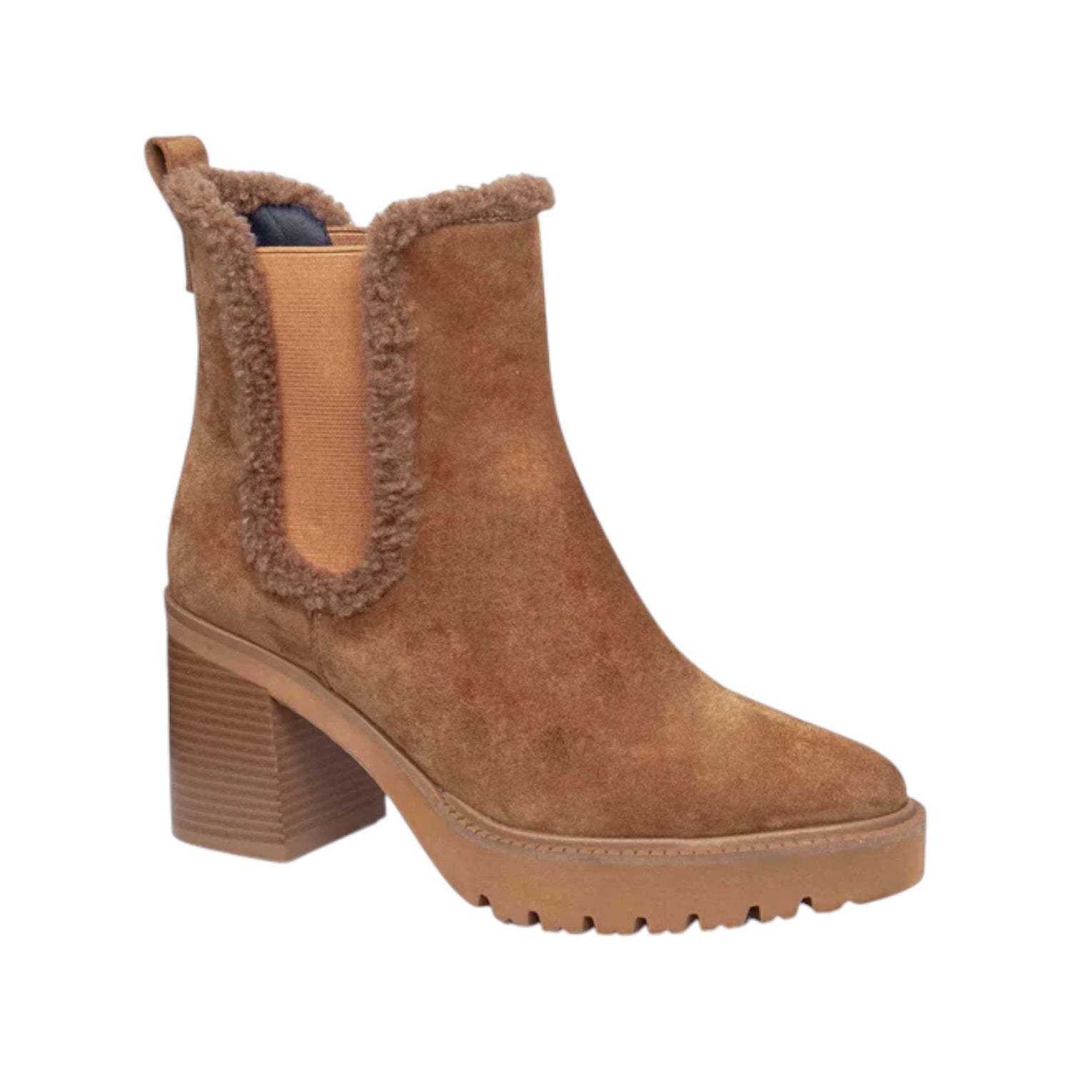 Callaghan Tronchetto Donna in Camoscio Tabacco con Pelliccia e Tacco Largo Alto 80mm