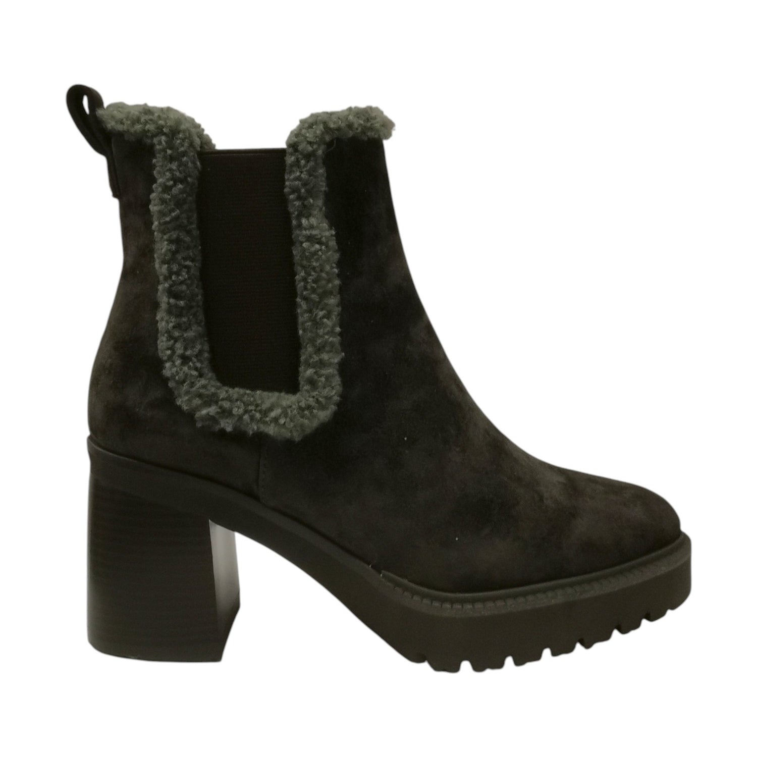 Callaghan Tronchetto Donna in Camoscio Verde con Pelliccia e Tacco Largo Alto 80mm