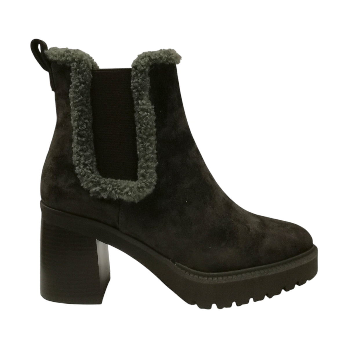 Callaghan Tronchetto Donna in Camoscio Verde con Pelliccia e Tacco Largo Alto 80mm