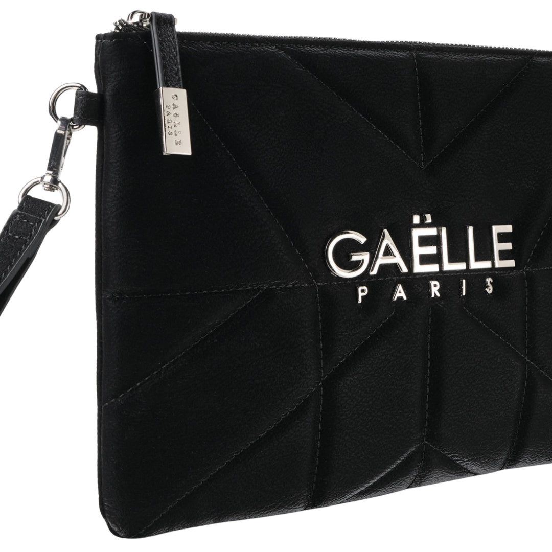 Gaelle Pochette Donna in Ecopelle Nera con Logo Lettering