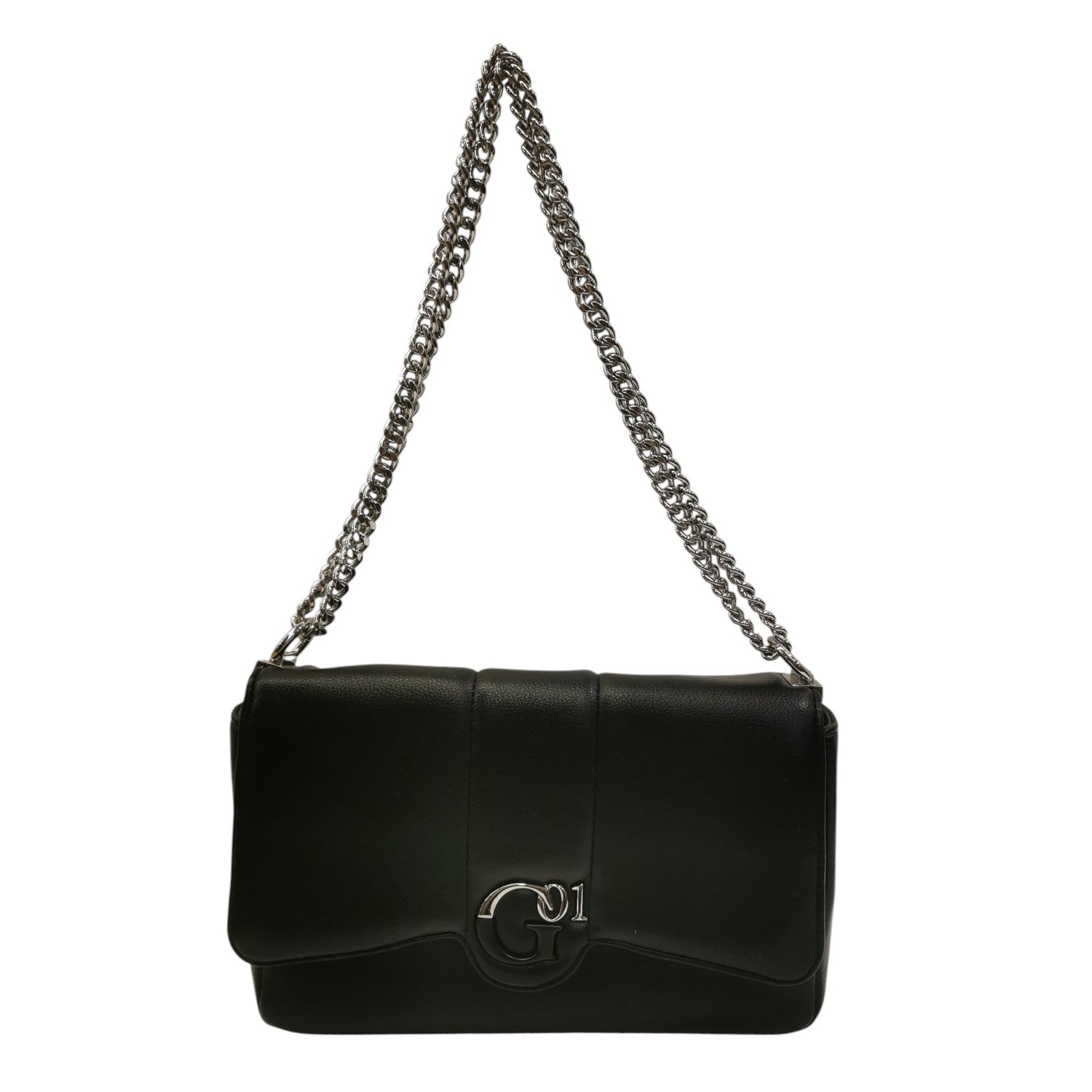 Gaelle Borsa a Tracolla Donna in Ecopelle Nera con Catena Argento Regolabile