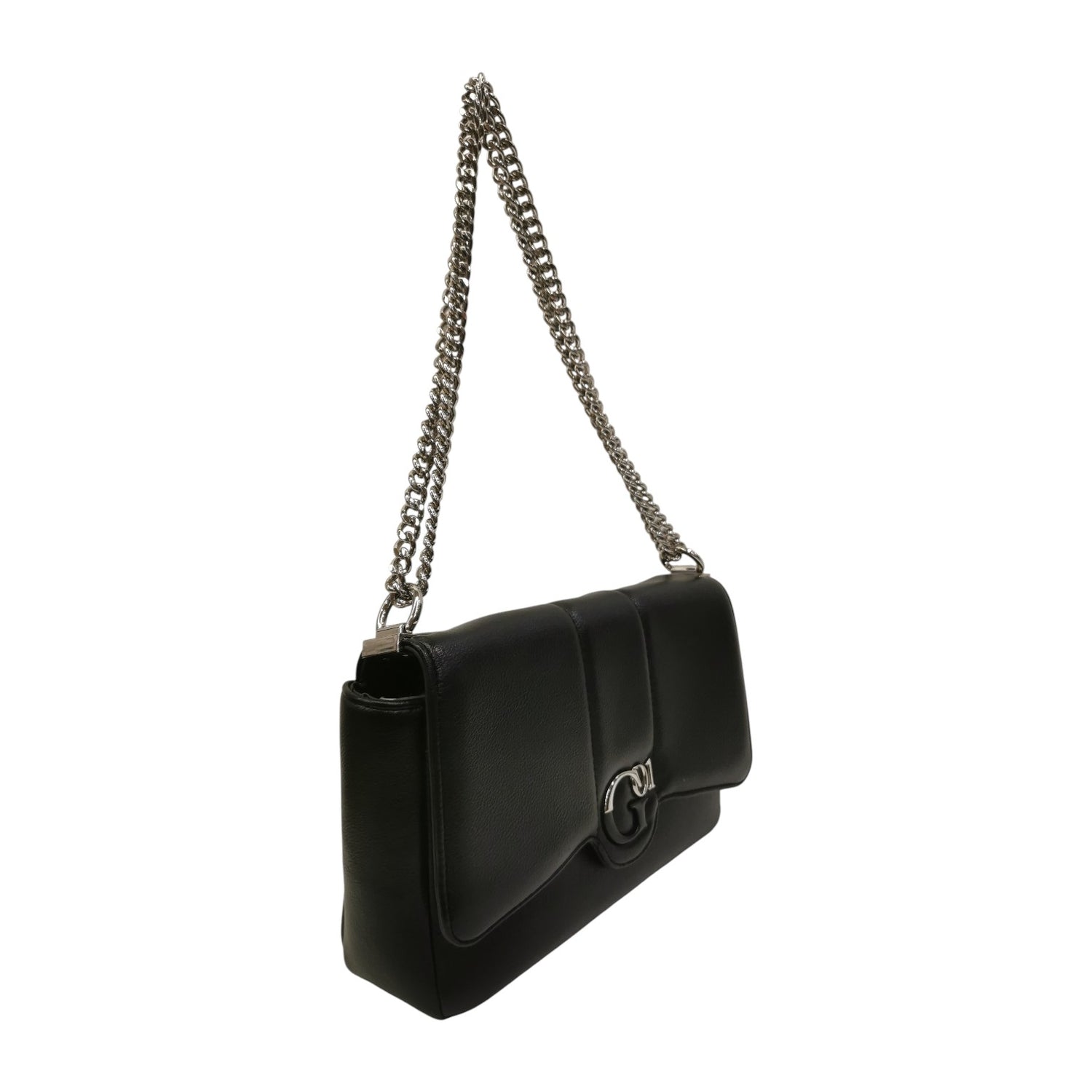 Gaelle Borsa a Tracolla Donna in Ecopelle Nera con Catena Argento Regolabile