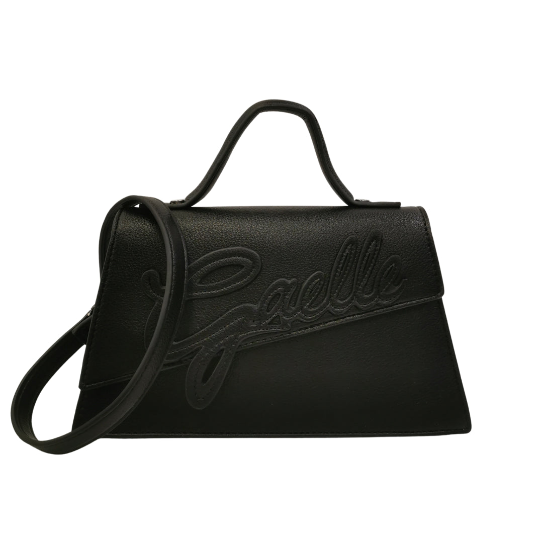 Gaelle Borsa Tracolla in Ecopelle Nera da Donna con Maxi Logo Frontale
