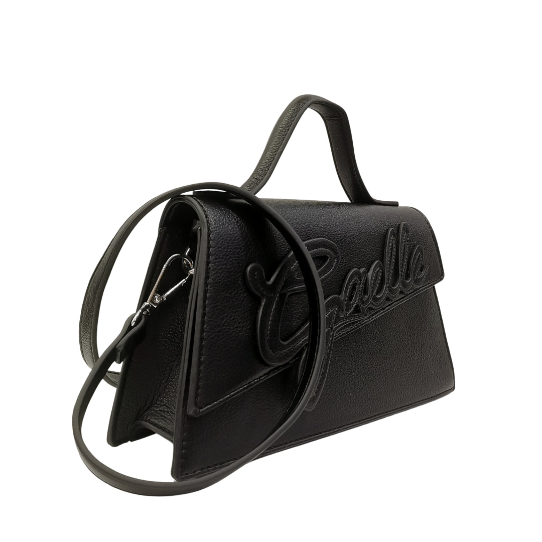 Gaelle Borsa Tracolla in Ecopelle Nera da Donna con Maxi Logo Frontale