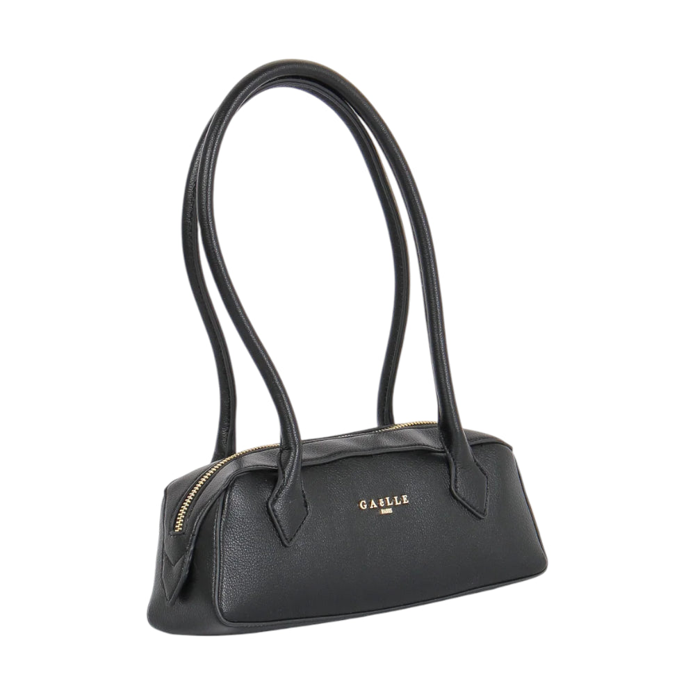 Gaelle Borsa a Spalla Donna in Ecopelle Nera con Manici Alti