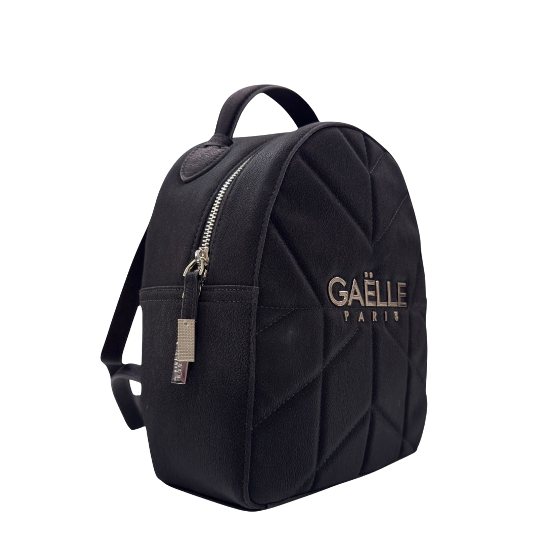 Gaelle Zaino Matelassè da Donna in Ecopelle Nera con Logo Frontale