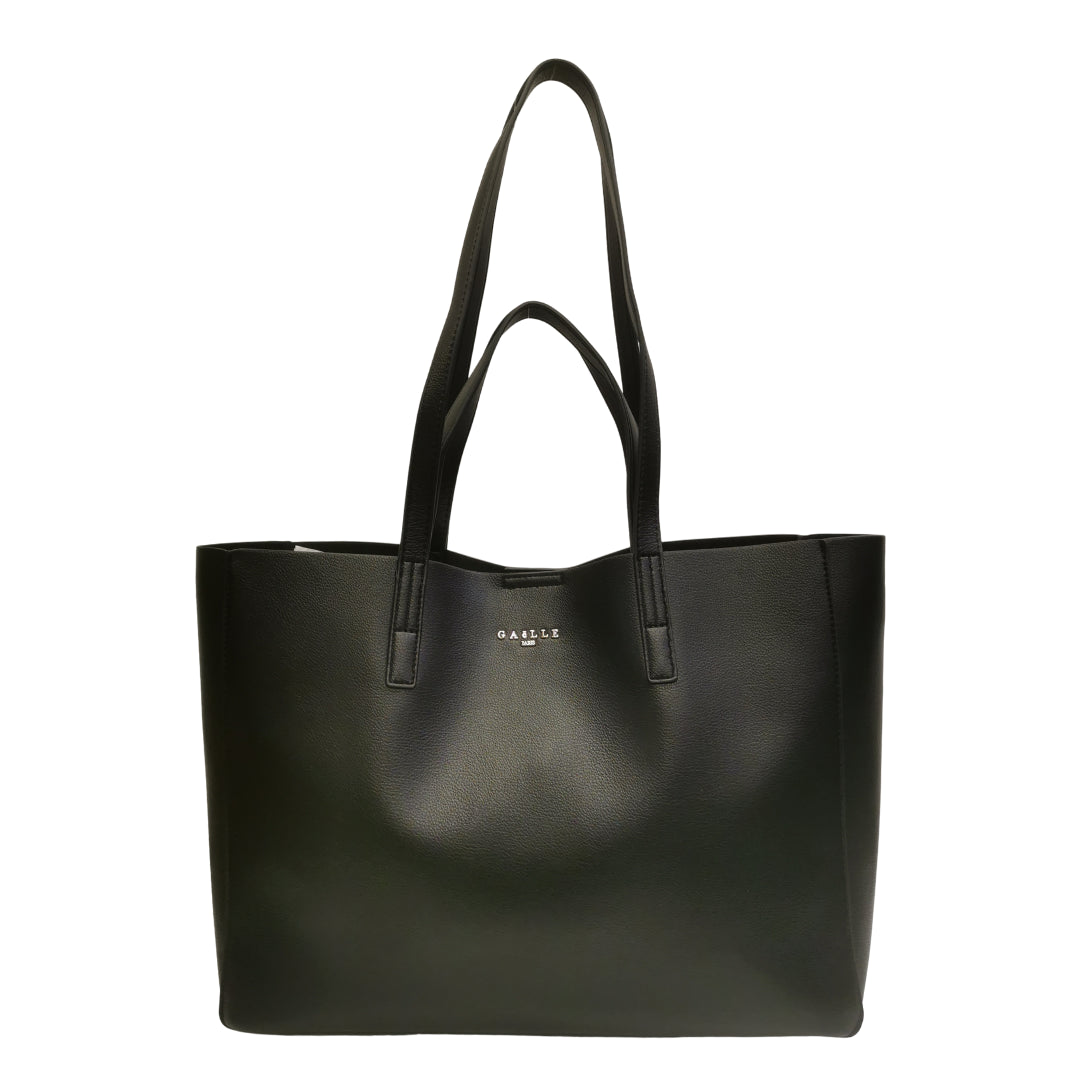 Gaelle Borsa a Spalla o Mano Maxi Shopper Doppia Portabilità in Ecopelle Nera da Donna