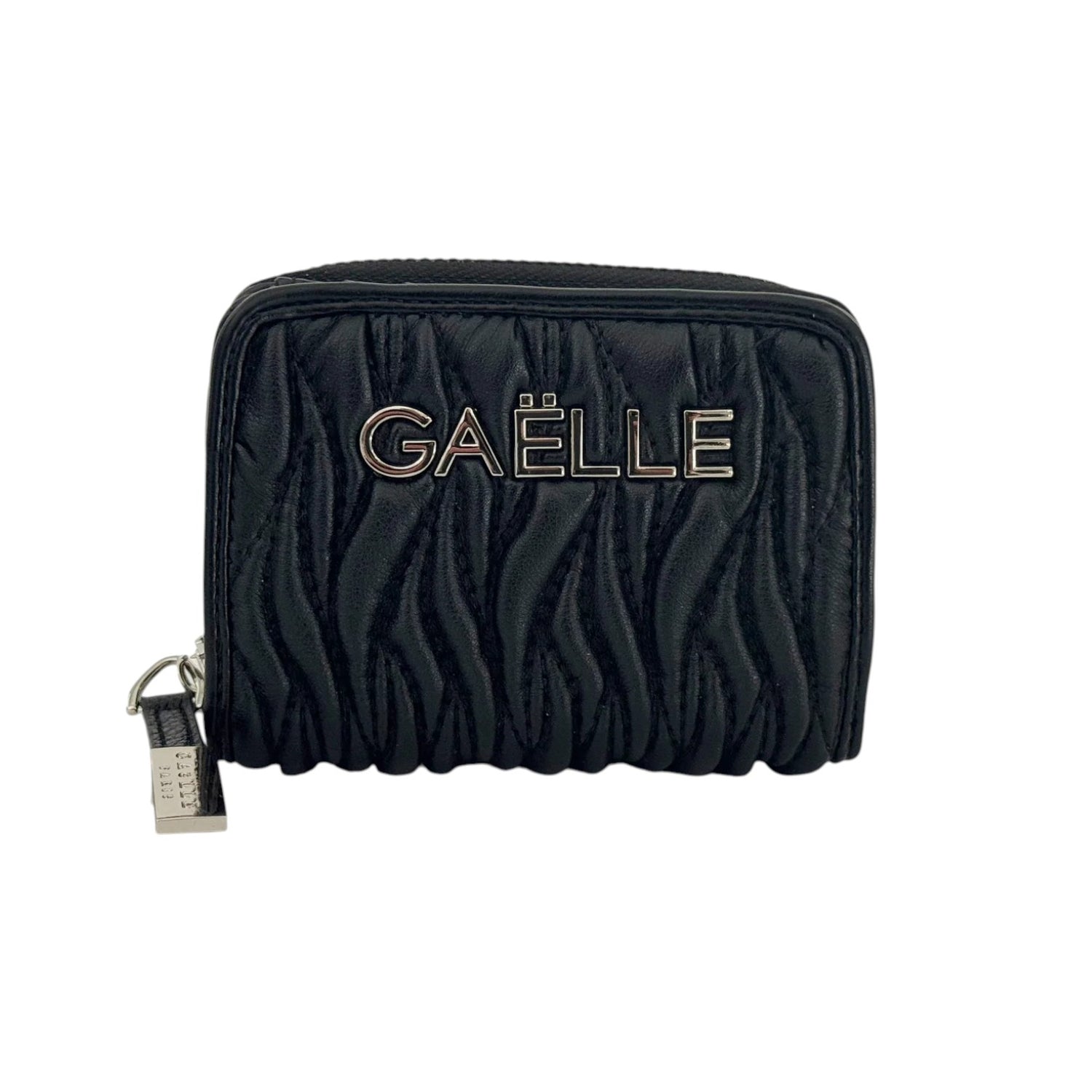 Gaelle Portafoglio Piccolo Donna in Ecopelle Nera con Zip e Bottone