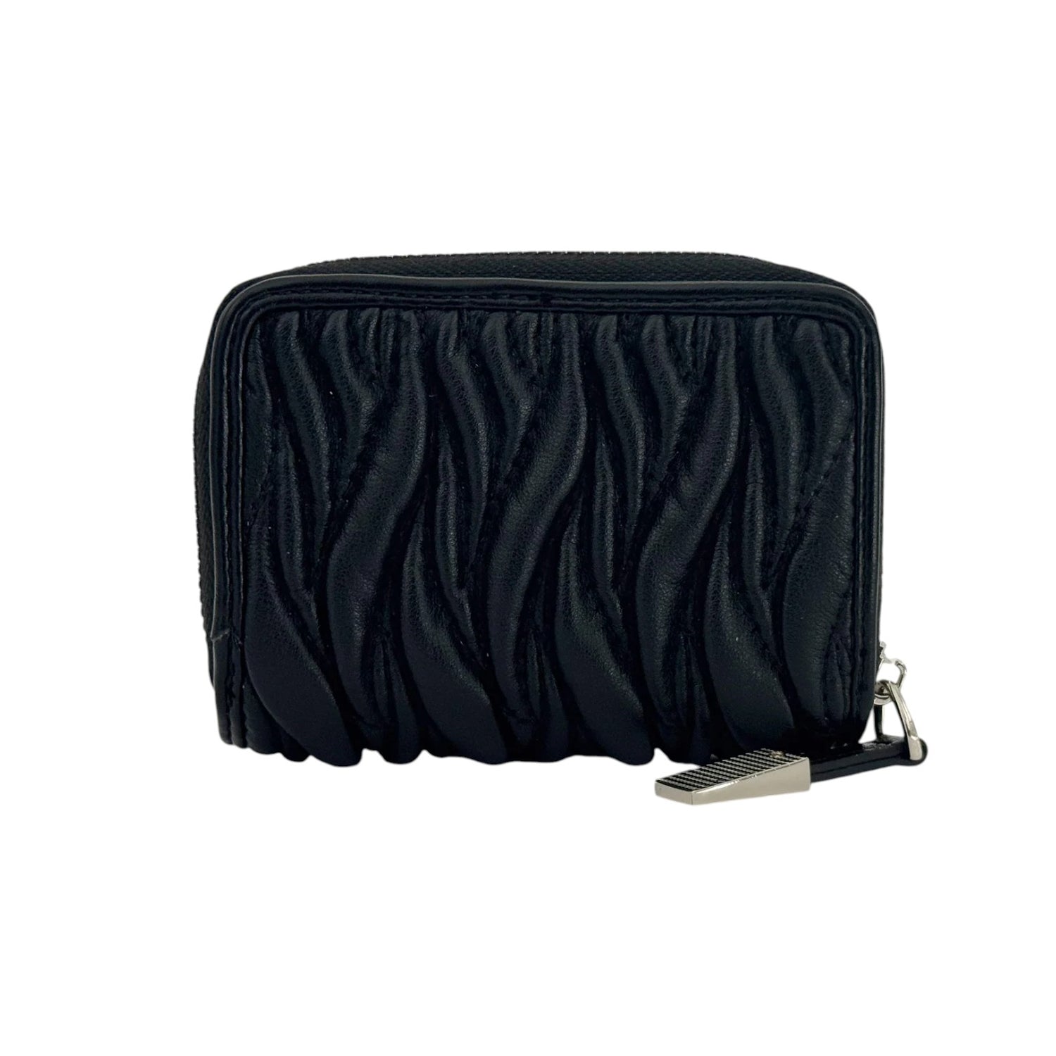 Gaelle Portafoglio Piccolo Donna in Ecopelle Nera con Zip e Bottone