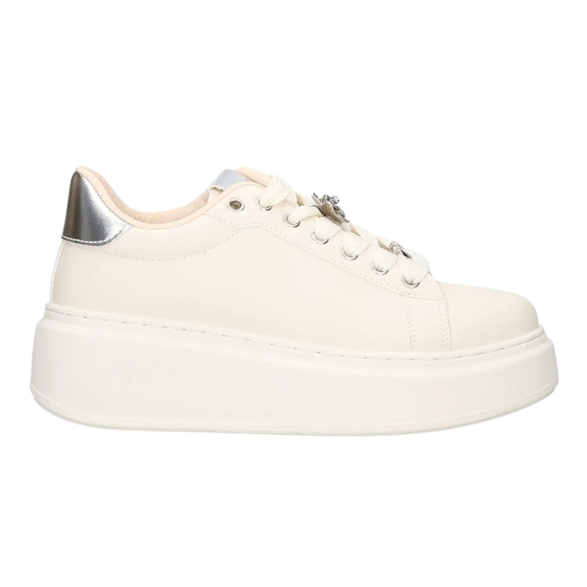 Ninì Sneakers Donna in Ecopelle Beige Platform con Accessori
