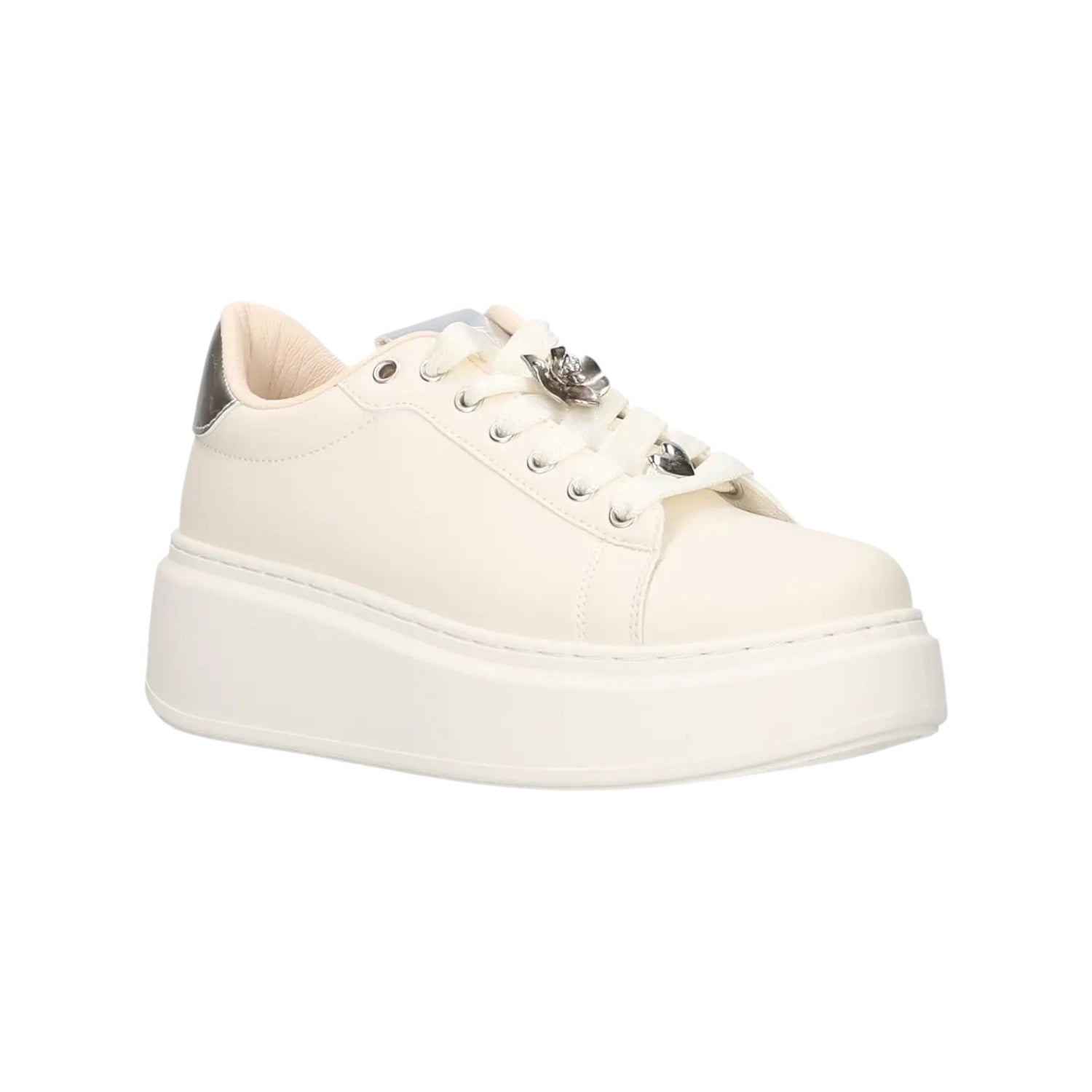 Ninì Sneakers Donna in Ecopelle Beige Platform con Accessori
