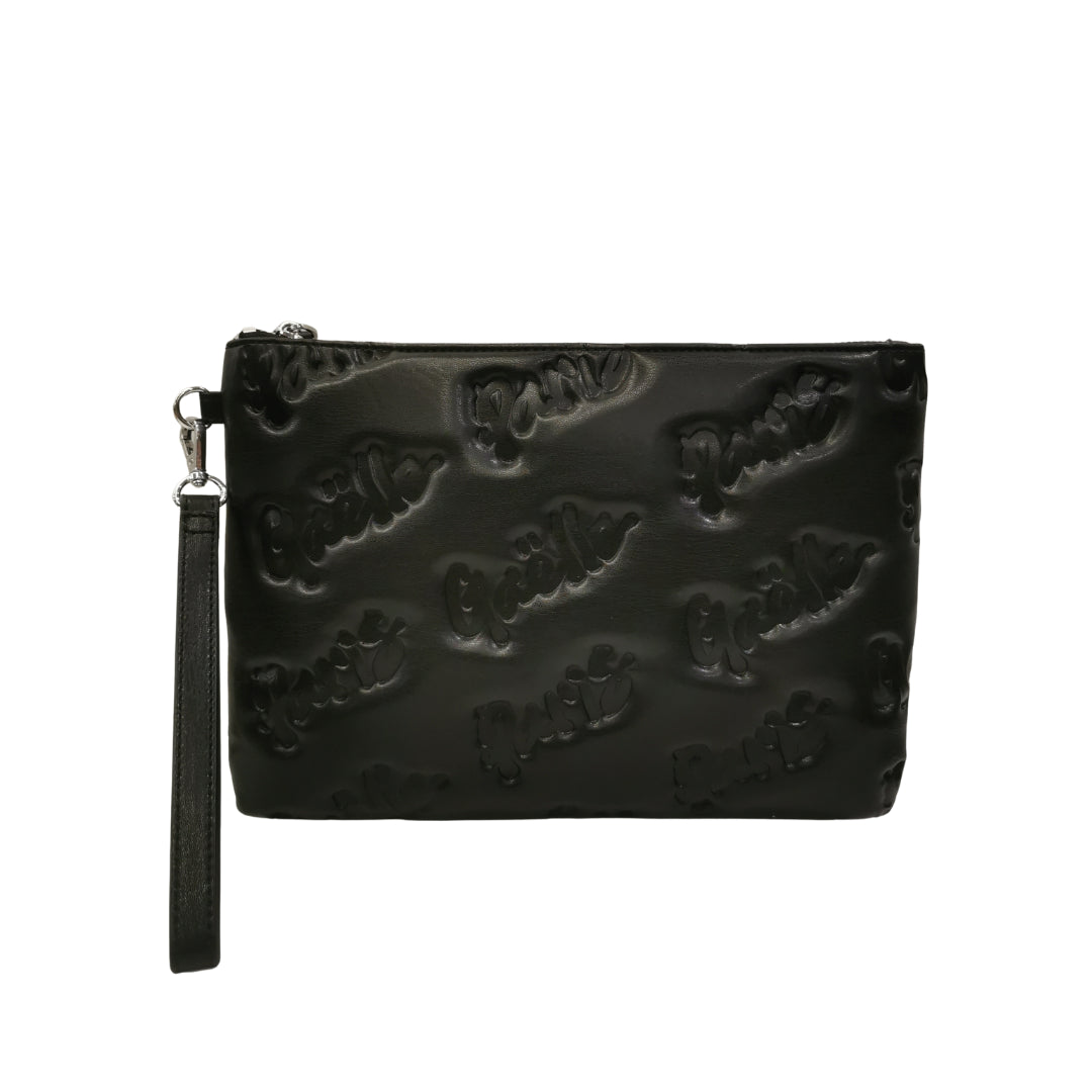 Gaelle Pochette con Logo a Caldo in Ecopelle Nera