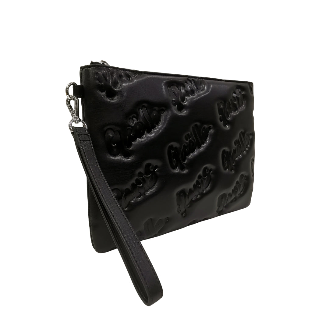 Gaelle Pochette con Logo a Caldo in Ecopelle Nera