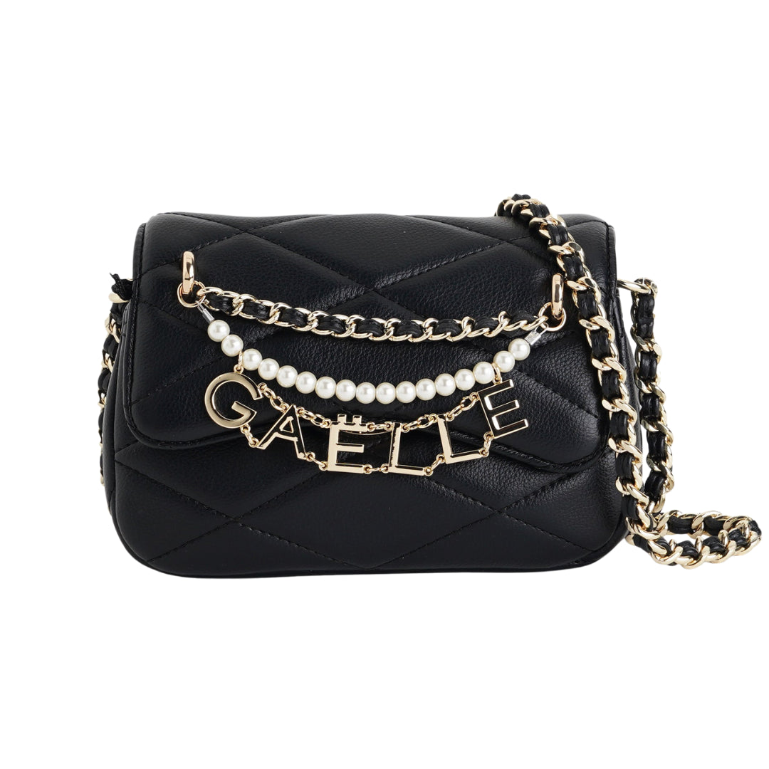 Gaelle Borsa Piccola a Tracolla in Ecopelle Matelassè con Charms e Perle