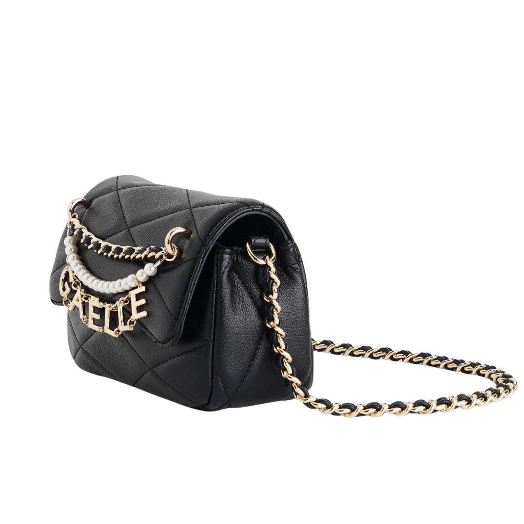 Gaelle Borsa Piccola a Tracolla in Ecopelle Matelassè con Charms e Perle