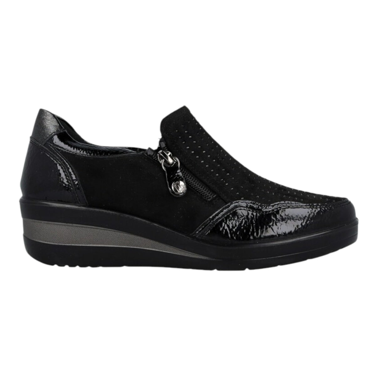 Amarpies Mocassino Donna con Strass Neri e Zip