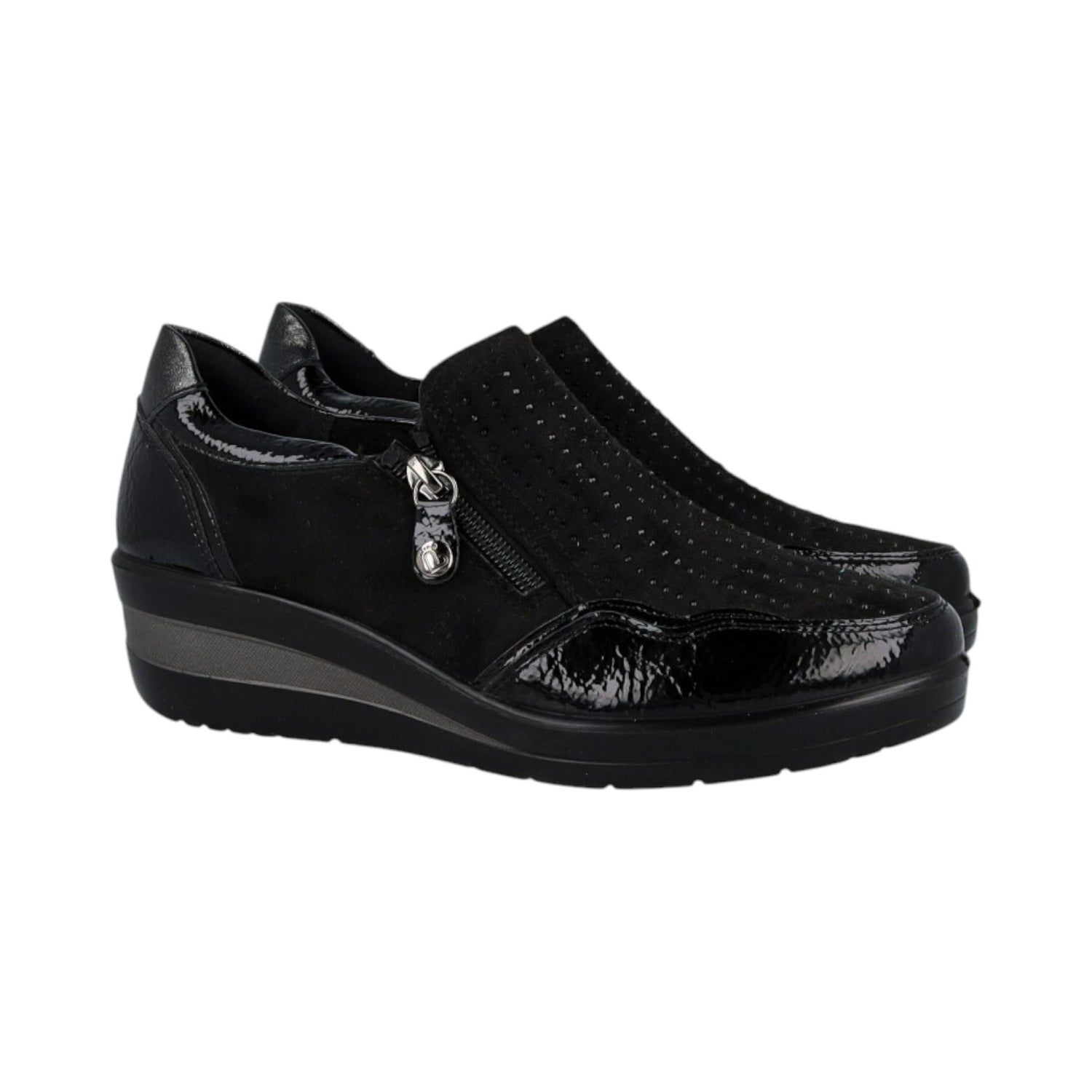 Amarpies Mocassino Donna con Strass Neri e Zip