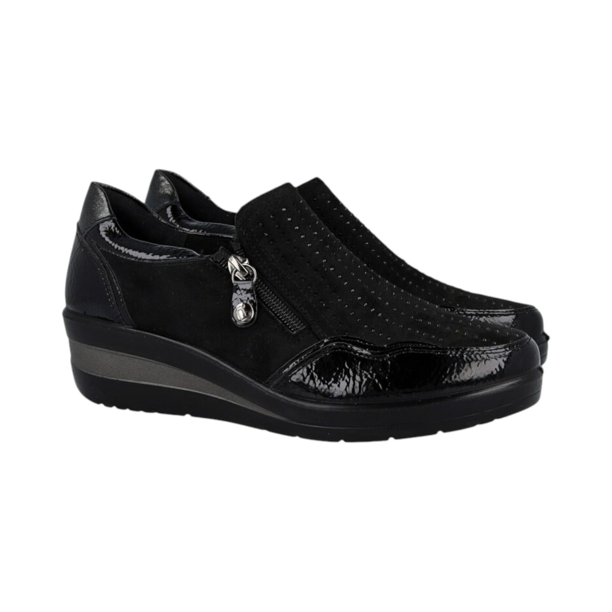Amarpies Mocassino Donna con Strass Neri e Zip