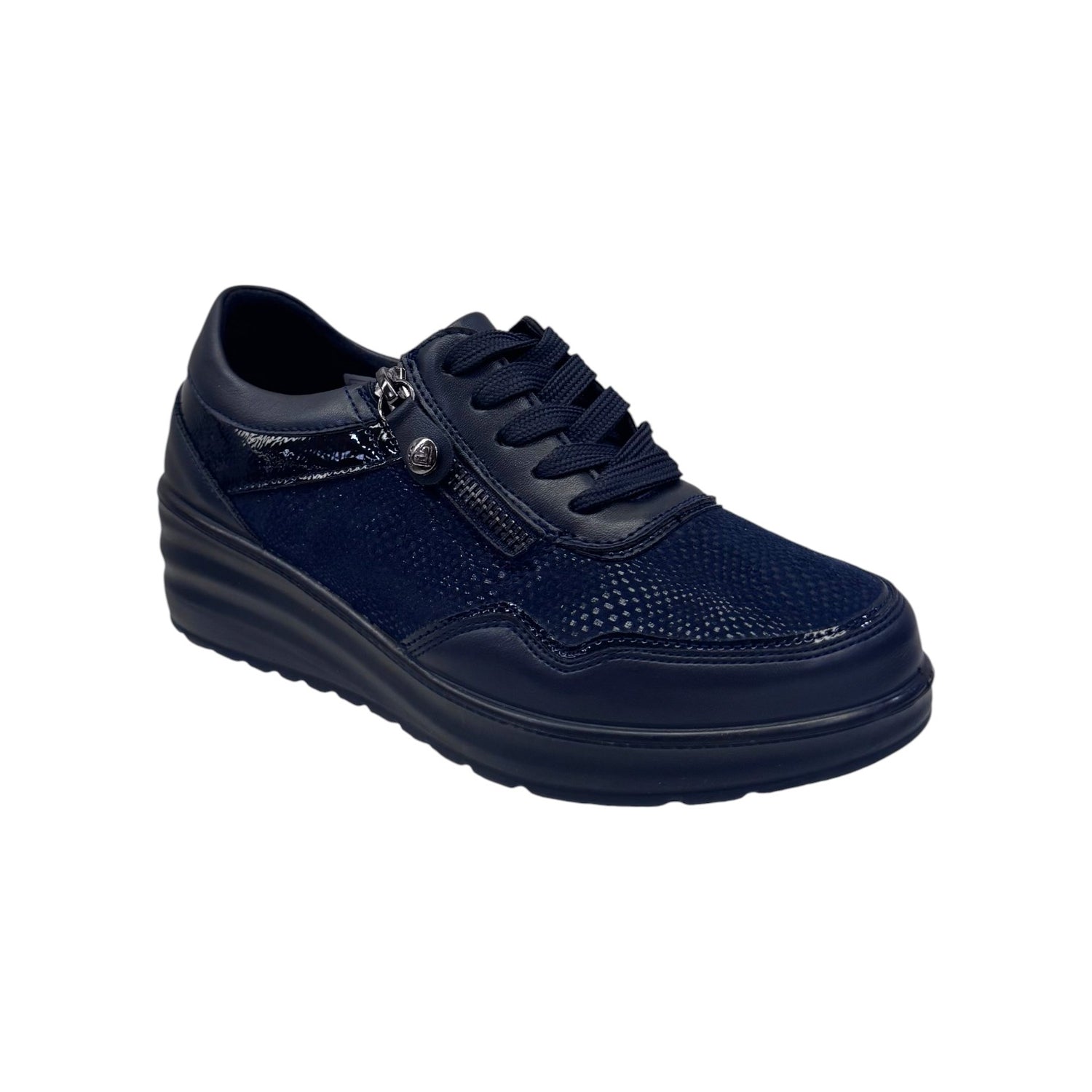 Amarpies Sneakers Donna Blu con Lacci e Cerniera Laterale
